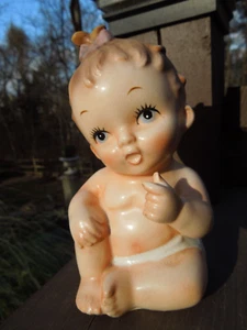 Vintage 1961 Napco Porcelain Baby Girl Coin Bank 5.5" Tall - Picture 1 of 11