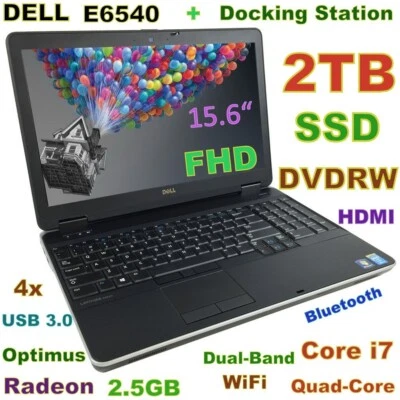 3D-Design DELL E6540 i7-Quad Fast 2TB SSD DVDRW 16GB 15.6 FHD HDMI + FREE Dock - Image 1 of 4