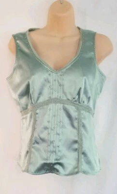 Womens Jones Wear Mint Green Sleeveless Top Lace Trim w Studs Decoration Size 8P - Image 1 of 4