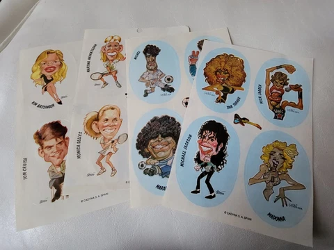 Celebrity Lot of 4 Stickers Cadyna S.A. Spain 1980's Mick Jagger Madonna Cover