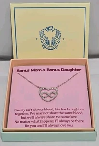 Bonus Tochter Silber Herz Anhänger Halskette Stieftochter Geschenk von Stiefmutter  - Bild 1 von 3