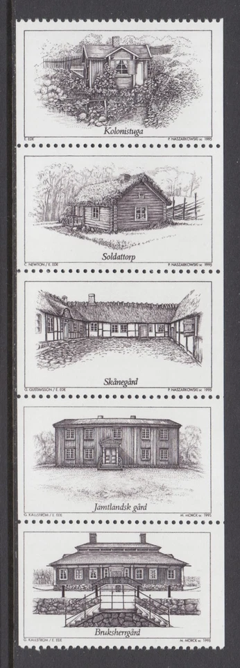 Sweden Sc 2113a MNH. 1995 Houses, booklet pane PROOF in sepia, fresh, bright, VF - Image 1 of 1