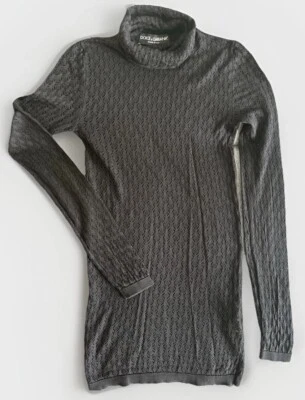 Dolce & Gabbana Wmns black turtleneck sweater openwork silk high collar Sz 6 - Image 1 of 4