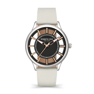 Kenneth Cole New York transparentes Zifferblatt Damenuhr Lederband KCWLA2176601 - Bild 1 von 2