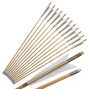 12Pcs 33" Handmade Wooden Arrows Tradition Europe Style Turkey Feather Longbow - Picture 1 of 10
