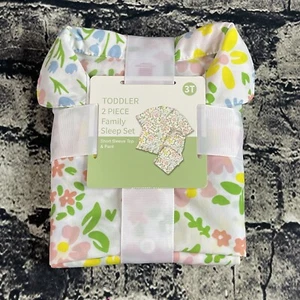 Family Sleep Kid's Girl's 3T Floral 2-Pc Short Sleeve Top & Pant PJ Set - Picture 1 of 10