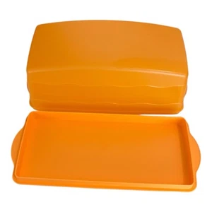 Tupperware Orange Bread Box Server Keeper Cake Rectangle 5940 & Top 5959 - Picture 1 of 13