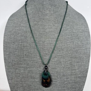 plumage string necklace vintage Peacock feathers - Picture 1 of 11