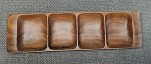 MCM 21" Teakholz Serviertablett 4 Fächer vierteilig Vintage Schale - Bild 1 von 9