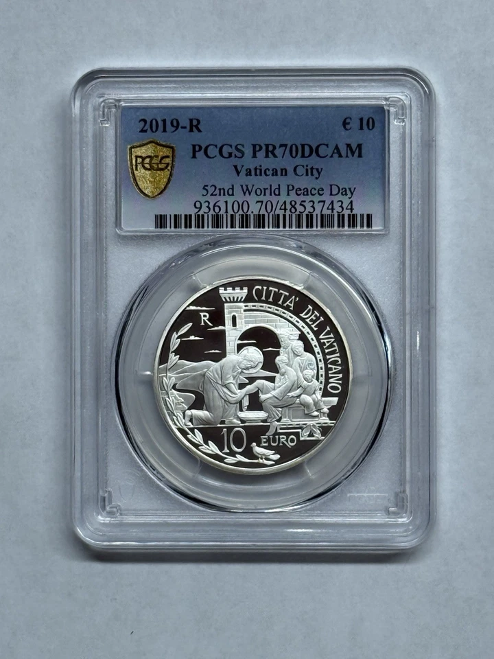 2019-R £10 Vatican Silver Proof  "52nd World Peace Day" PCGS PR70 DCAM - Image 1 of 2