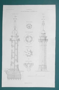 POLAND Gdansk Danzig Lighthouse at Nowy Port Latania Morska - 1895 Print - Picture 1 of 6