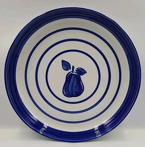 Dansk Dan121 Serving Platter White/Blue Pear Center With Blue Stripes 13 inches - Picture 1 of 5