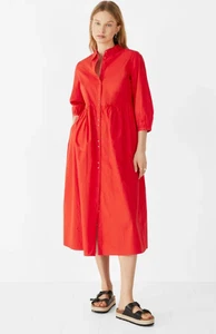 Hush brandneu Cindy Popeline rot 3 Viertel Ärmel Midi Trapez Kleid Gr. M - Bild 1 von 20