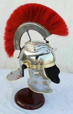 Roman IMPERIAL Gallic Centurion Helmet Italic Red Plume 18ga STEEL General Helm - Image 1 of 4