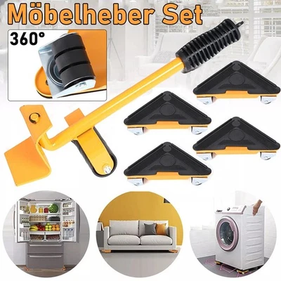 Möbelheber Möbel-Transportroller-Set 4 Möbelroller & 1 Lastenheber Möbelrücker - Bild 1 von 4