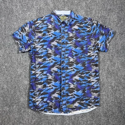 Crooks and Castles Shirt Mens Medium Tiger Stripe Camo Abstract Canvas Button - Image 1 of 4