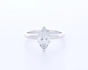Anillo solitario clásico de oro blanco de 14 K marquesa D/VS2 de diamantes creados en laboratorio de 1,5 quilates - Imagen 1 de 4