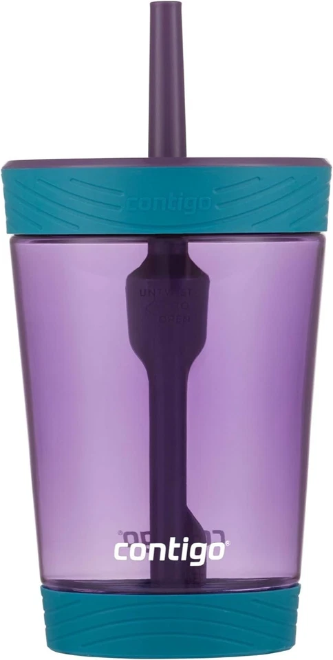 Contigo Spill Proof Kids Tumbler With Straw 14oz Eggplant Purple Easy Clean