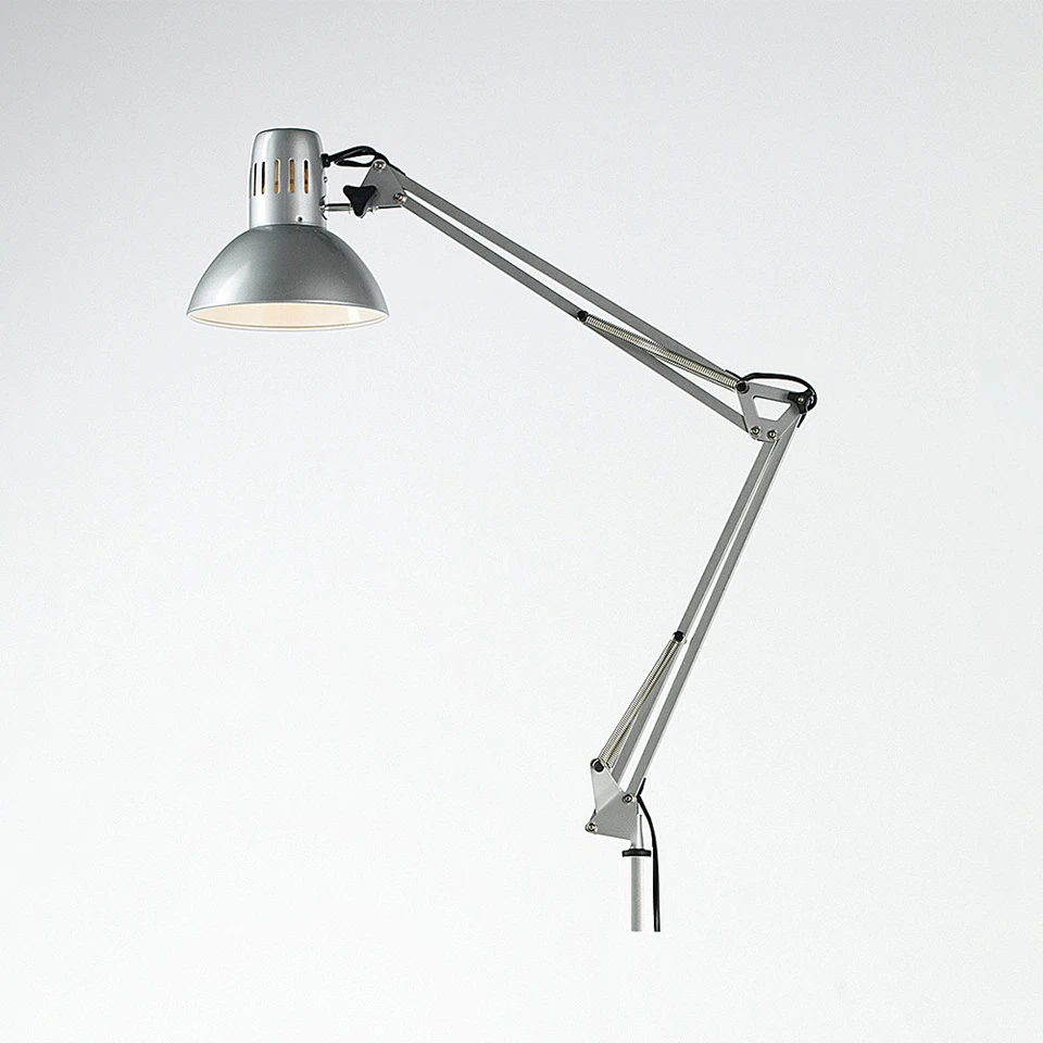 Lampada Da Scrivania Moderna Arc Argento 1 Luce E27 - Immagine 1 di 1