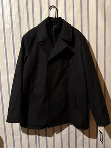 Kenneth Cole Herren schwarz Wollmischung zweireihig klassischer Peacoat Größe XL - Bild 1 von 11
