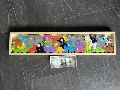 Alphabet Learning Puzzle Begin Again A-Z Wooden Animals On Parade In Box - Image 1 of 4
