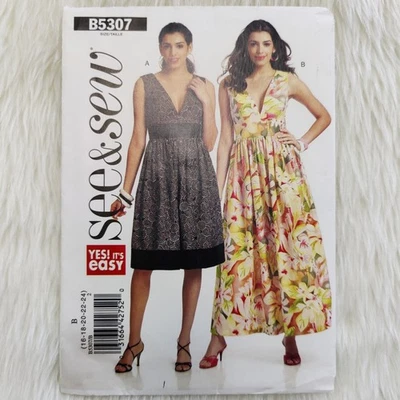 Butterick 5307 Sewing Pattern * Size: 16-24 * Misses' Dress, in Two Lengths - Image 1 of 3