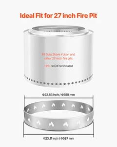  Feuerstellenständer für Solo Ofen Lagerfeuer, 27 Zoll rauchfreier Feuerstellenring, Edelstahl - Bild 1 von 10