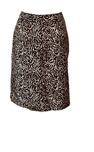 Loft donna taglia nuova con etichetta Gonna dritta 14 stampa animalier marrone bianca foderata carriera - Foto 1 di 8