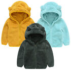 Toddler Kids Baby Gril Boy Cute Ear Zipper Fleece Thick Hooded Coat Warm Outwear
