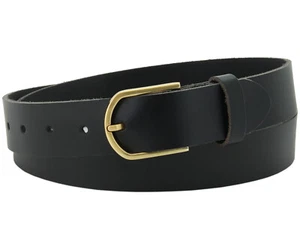 Ledergürtel Herren Damen 3,5 cm echt Leder Gürtel schwarz Gold Belt #3,5-0023-11 - Bild 1 von 5