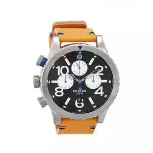 NIXON A363-1602 48-20 Chronograph Black Dial Tan Leather Men's Watch - Picture 1 of 1
