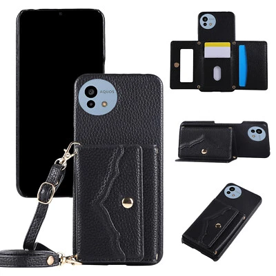 For Sharp Aquos Sense 9/R9 Magnetic Closure Fashion Case Shoulder Strap Cover - Image 1 of 4