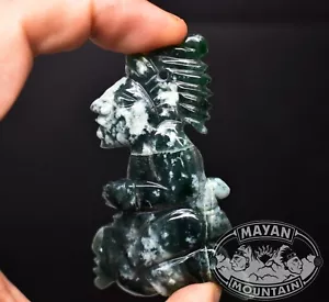 MAYAN SEATED FIGURE CARVED IN COPAN RUINS HONDURAS GUATEMALAN BLUE JADEITE JADE - Picture 1 of 12