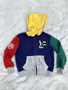 Youth Polo Ralph Lauren Multicolor Color Block Zip Up Hoodie P Wing Logo Size 6 - Picture 1 of 14