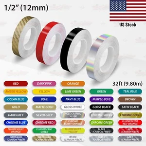 1/2" Roll Vinyl Pinstriping Pin Stripe Solid Line Car Tape Decals Stickers 12mm - Picture 1 of 51