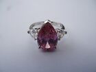 DQCZ Diamonique Cubic Zirconia 925 SS Pink/Clear Stone Ring UK:T US:9.5