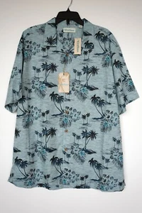 Camisa Roundtree & Yorke Caribe Manga Corta XL Azul Tropical Palmeras Nueva con Etiquetas - Imagen 1 de 5