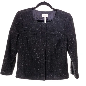 Laundry By Shelli Segal $248 Women's Black Metallic Silver Evening Blazer Sz 6 - Picture 1 of 3