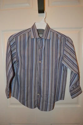 Camisa de vestir para niños THOMAS DEAN azul a rayas 100 % algodón con botones talla 6 NUEVA Foto 1 de 3