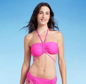 Women's Strappy Halter Bandeau Bikini Top - Shade & Shore Pink S - Foto 1 di 5