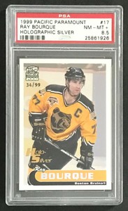 RAY BOURQUE 1999-2000 PACIFIC PARAMOUNT HOLOGRAPHIC SILVER NO 17 PSA 8.5  55272