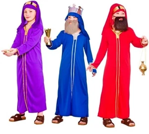 Child THREE WISE MEN Christmas Purple Blue Red Nativity School Play Age 3-10 yrs - Foto 1 di 4