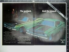 2pg 1971 Plymouth Duster 340 Twister motor advertisement wheel hood grille shot