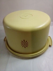 Tupperware Harvest Gold Round Cake Carrier Keeper Holder 683-5 - Foto 1 di 9