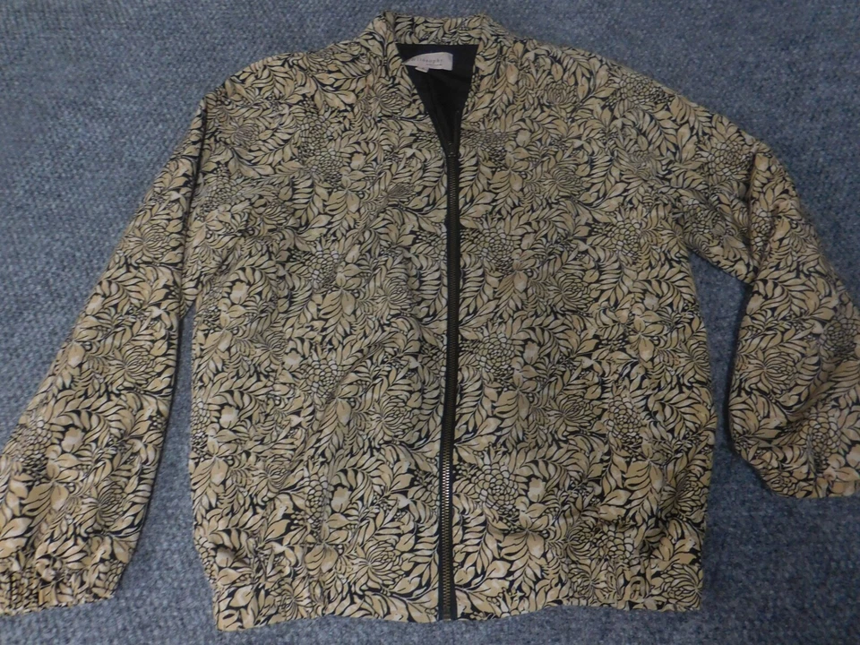 Philosophy Womens Jacket Small Gold Floral Zip - Image 1 of 4