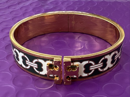 ❤️ Bracciale Tory Burch Kira Gemini Link Smalto Stampato 14mm $178 Verde Oro