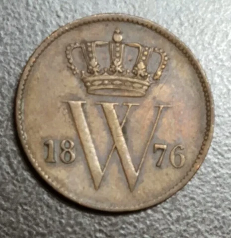 1876 NETHERLANDS 1 CENT VF OLD COPPER COIN KM 100 Cover
