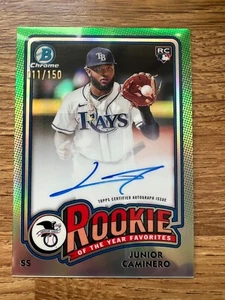 Junior Caminero 2024 Bowman Chrome Rookie Of The Year RC Refractor Auto /150 MLB - Picture 1 of 2