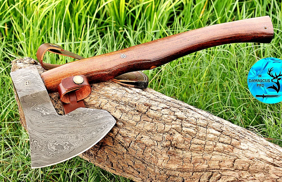 HACHA TOMAHAWK HACHA DE CAMPING BARBA VIKINGA ACERO DAMASCO FORJADO HECHO A MANO 948 Foto 1 de 4