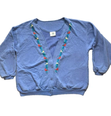 VTG Artisans Sweater Womens Extra Large Oversized Cardigan Cottagecore Bird Lady - Image 1 of 4